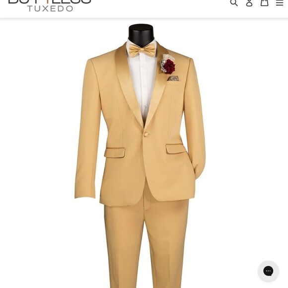 VINCI SLIMFIT 2 PIECE ONE BUTTON SHAWL COLLAR TUXEDO WITH MATCHING BOW TIE TSS-2 - Picture 3 of 3